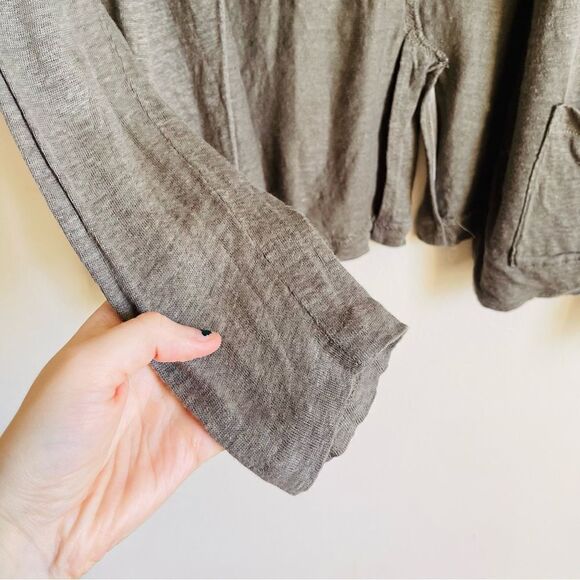 Rachel Zoe Green 100% Linen Open Cardigan Collared Medium - Picture 8 of 9